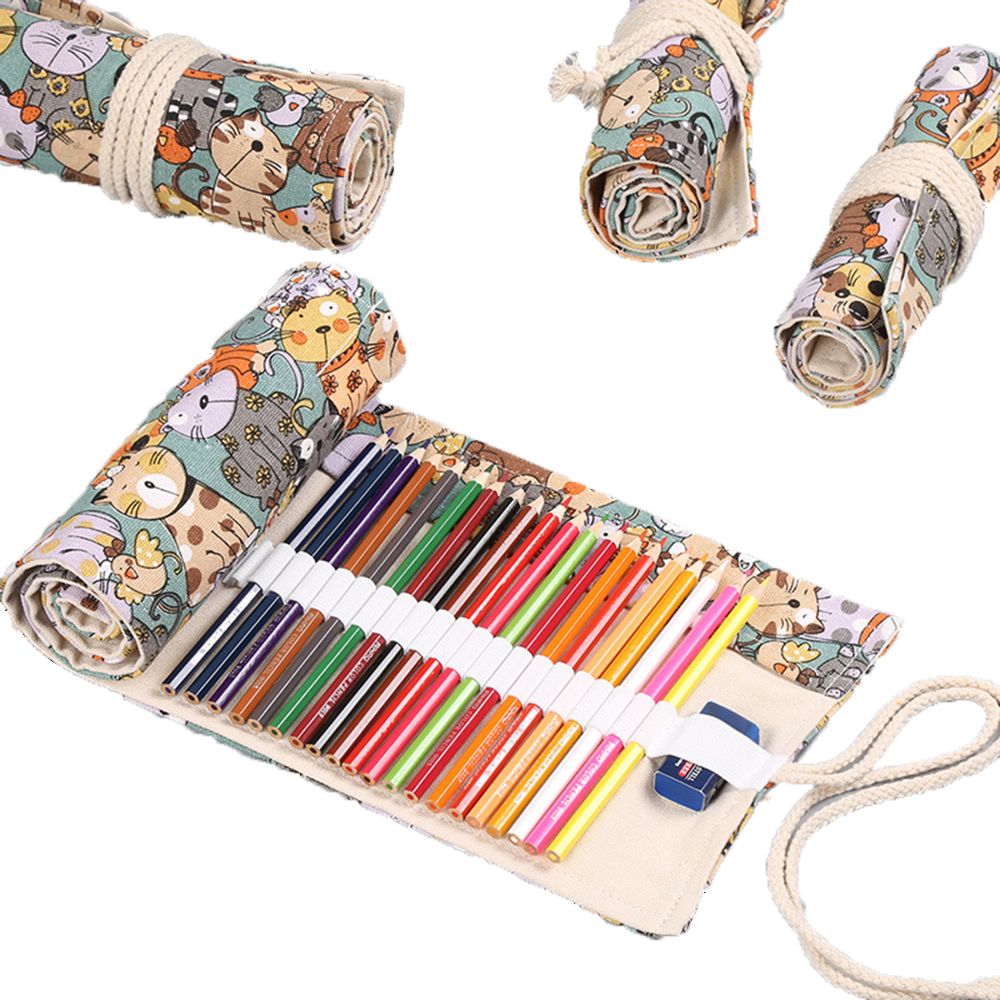 Pen Pouch Roll - Cartoon Boys Girls Roll School Supplies