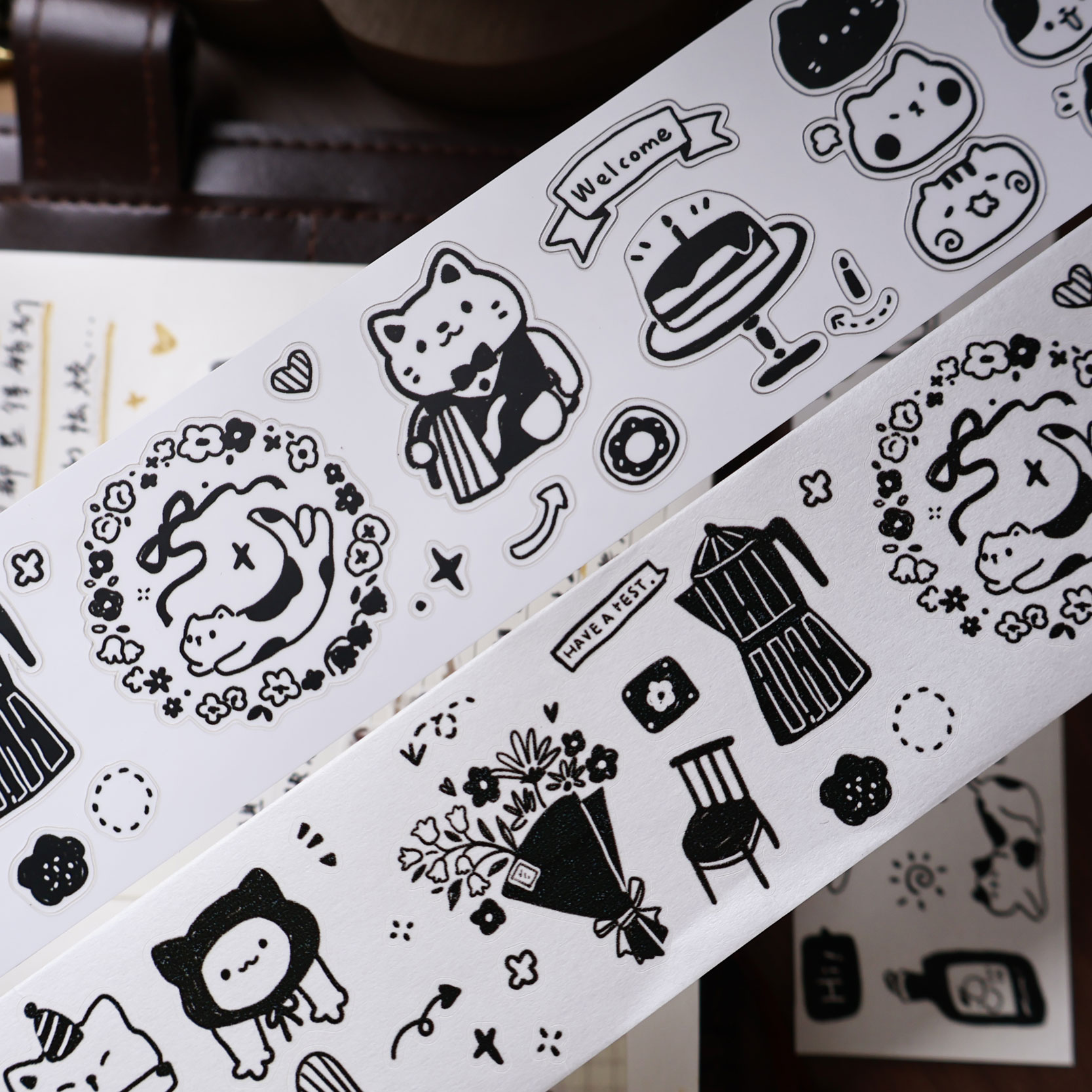 Washi Tape Set - YiEr Studio Vintage Daily Cat's Coffee