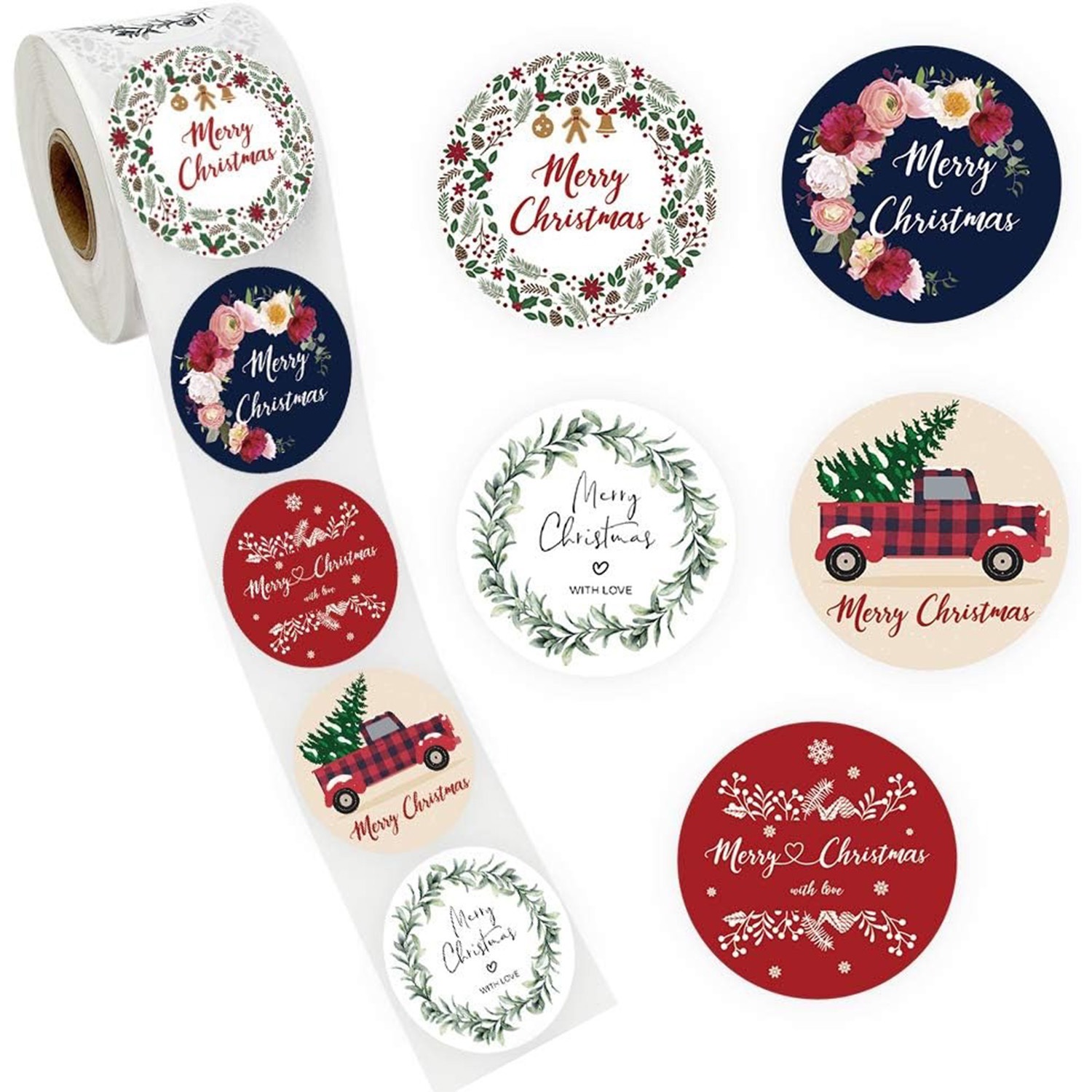 Label Printer Tape - 100-500pcs 1inch 2025 Merry Christmas Sticker