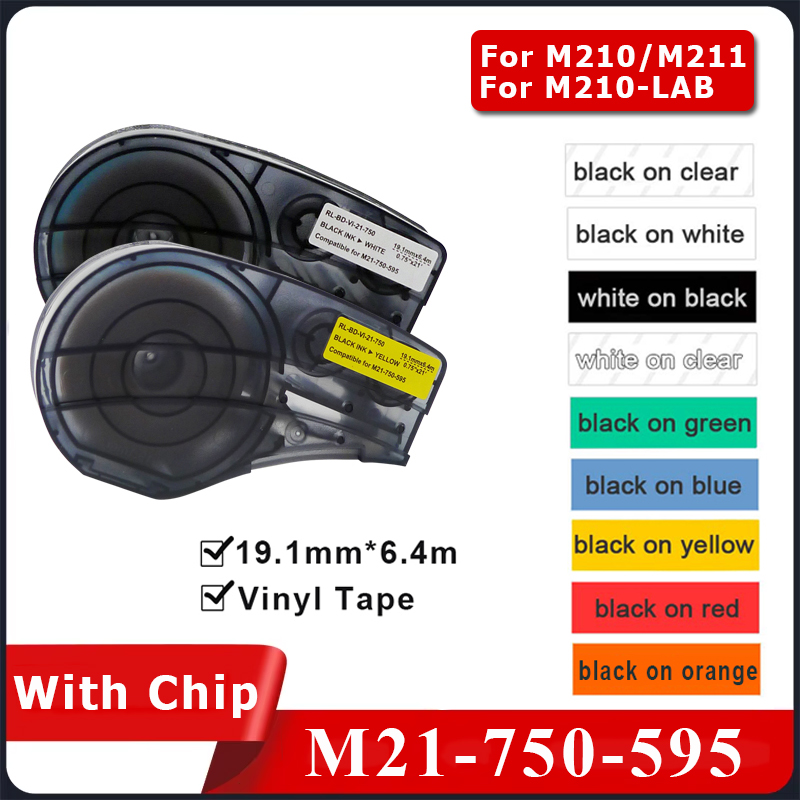 Label Printer Tape - (With Chip) 1PCS Compatible M21-750-595 19.1mmx6.4m(0.75