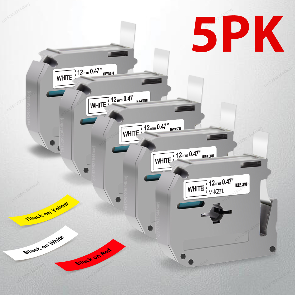 Label Printer Tape - 1/3/5Pack M-K231 M Tape Compatible for