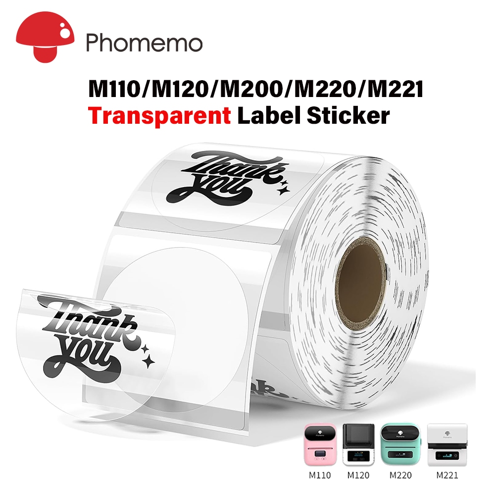 Label Printer Tape - Phomemo Transparent Label Sticker 30/40/50mm Label