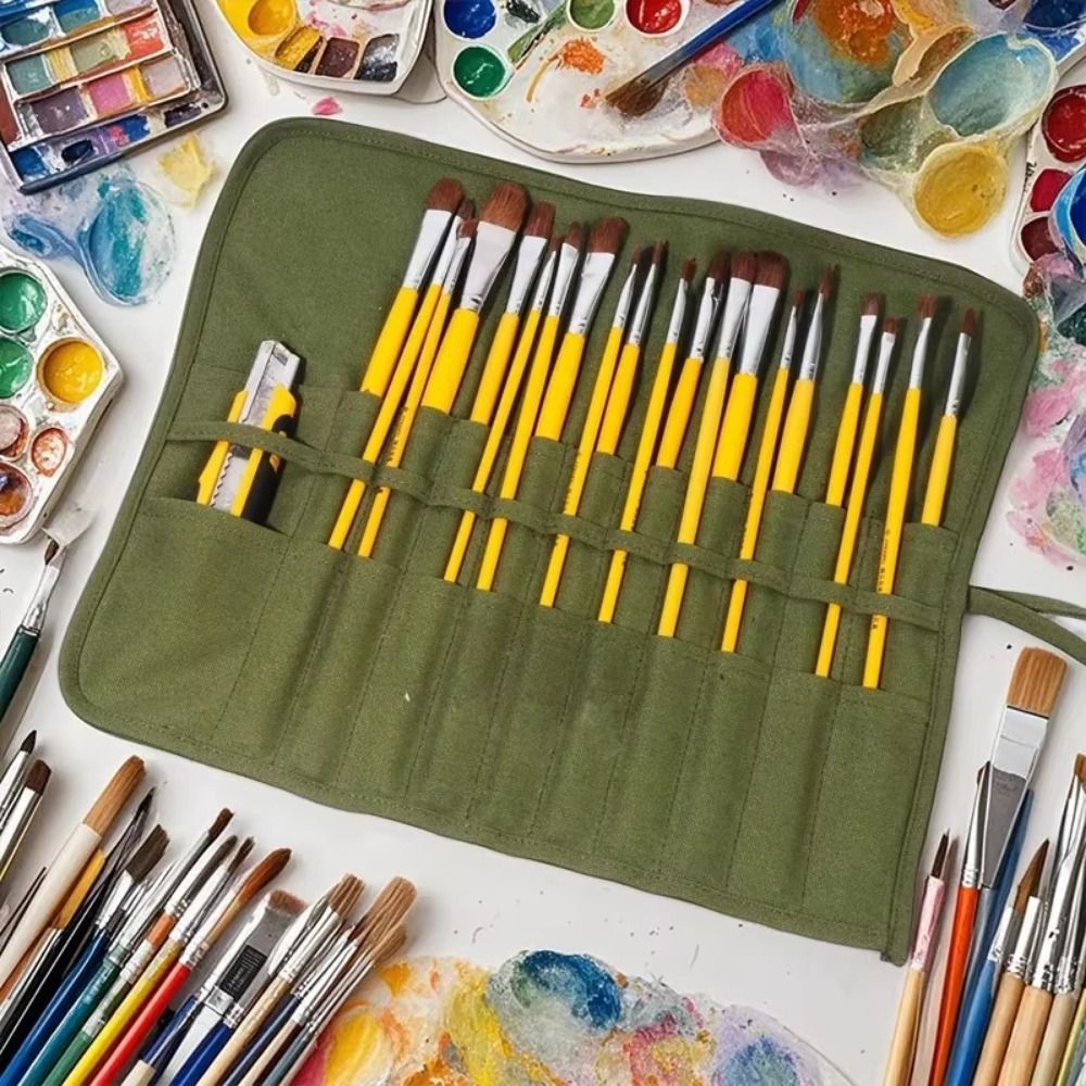 Pen Pouch Roll - 30 Slots Painting Brushes Storage Bag