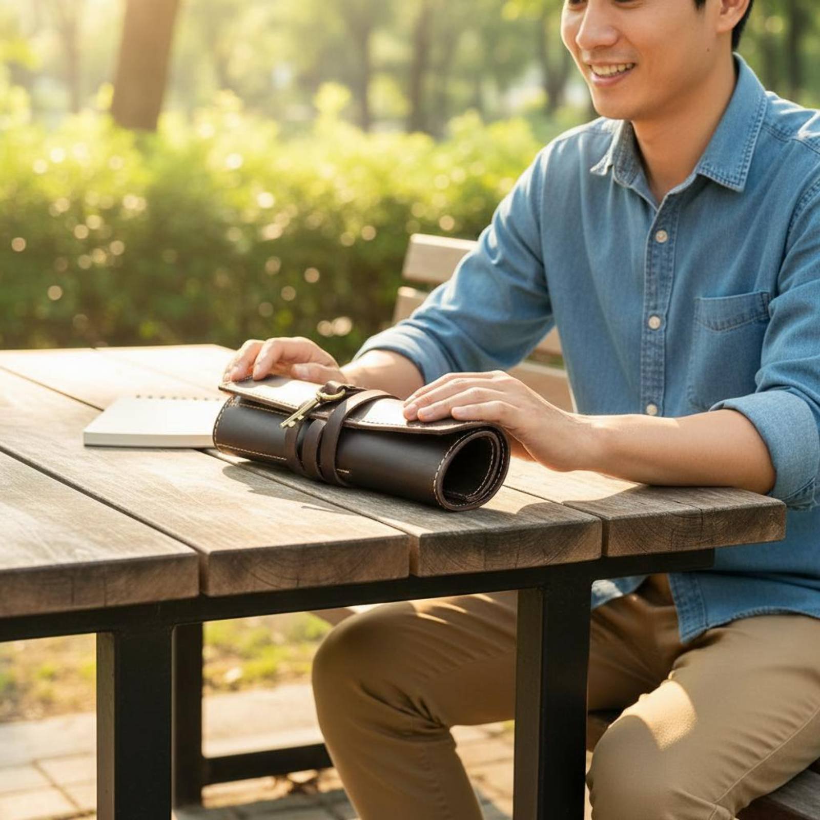 Leather Foldable Writing Utens - đánh giá và giá Pen Pouch Roll