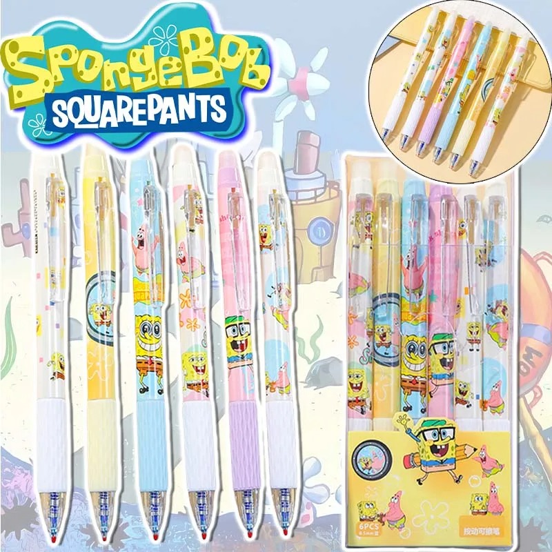 6Pcs/Set SpongeBob Kawaii Eras - đánh giá và giá Gel Ink Pen Set