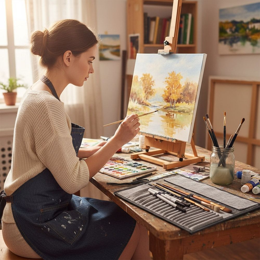 Durable Canvas Painting Brush  - đánh giá và giá Pen Pouch Roll