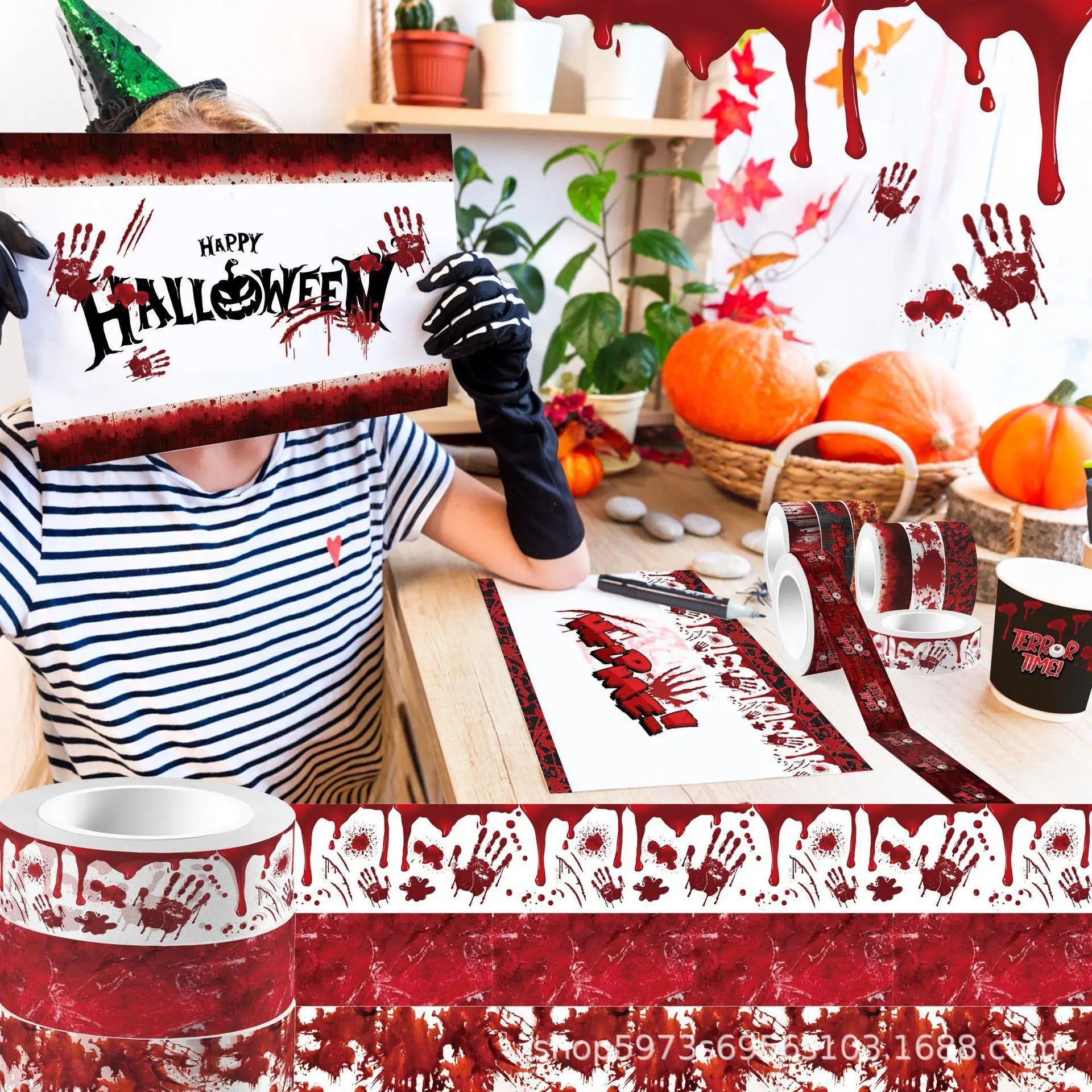 Halloween Bloody Hand Bleeding - đánh giá và giá Washi Tape Set