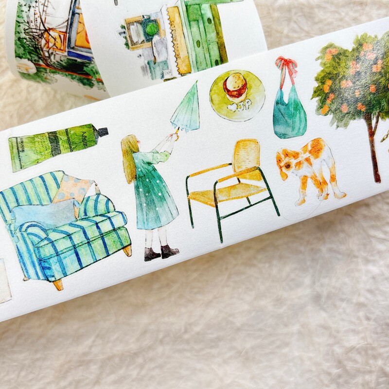 DingDing Studio Vintage Green  - đánh giá và giá Washi Tape Set