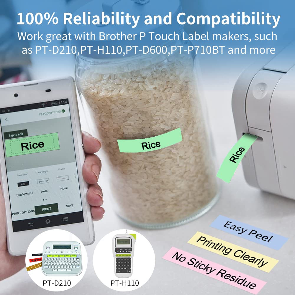 5 Pale Colors Matt Tape 9/12/1 - đánh giá và giá Label Printer Tape