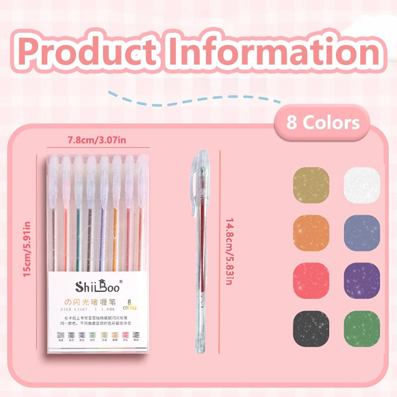 8-60 Colors Glitter Gel Pen Se - đánh giá và giá Gel Ink Pen Set