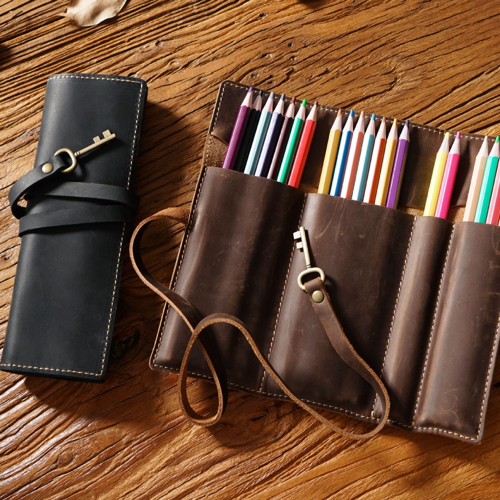 Retro Genuine Leather Handmade - đánh giá và giá Pen Pouch Roll