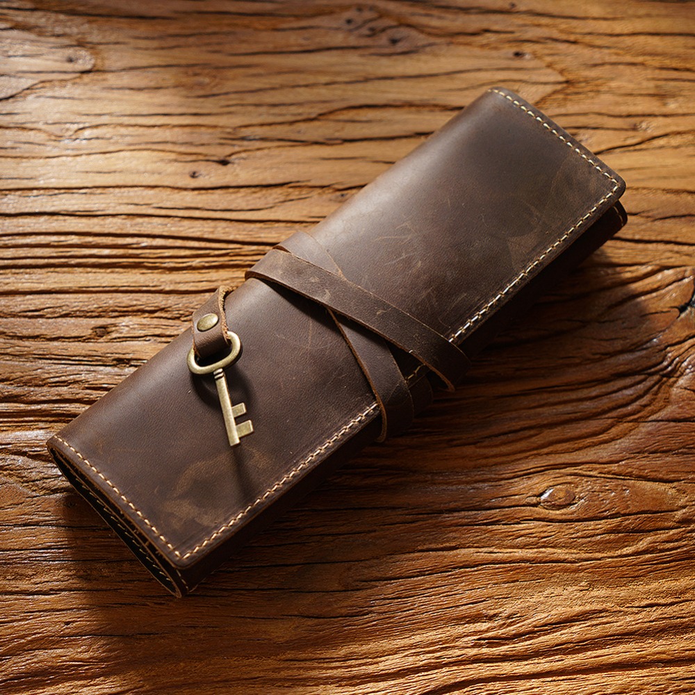 Retro Genuine Leather Handmade - đánh giá và giá Pen Pouch Roll