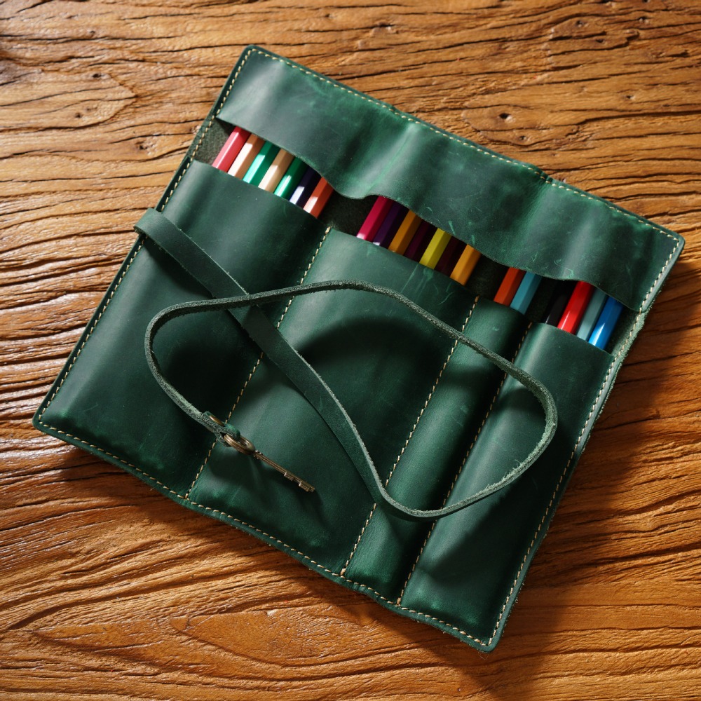 Retro Genuine Leather Handmade - đánh giá và giá Pen Pouch Roll